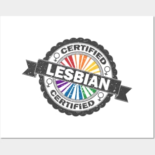 Lesbian Pride Rainbow Colored Heart Shaped Overlapping Female Gender Symbols Posters and Art